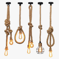 Vintage industrial loft pendant lamp with rope