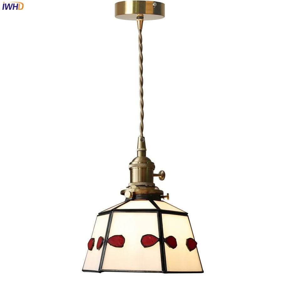 lampe à main vintage nordique avec verre coloré et cuivre