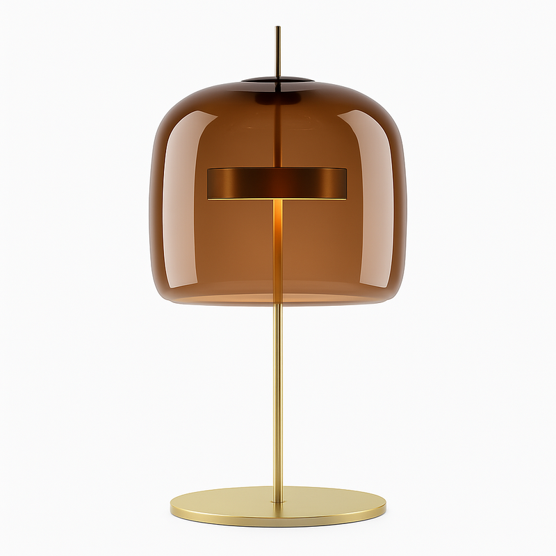 Lampe à poser design à LED en métal doré et abat-jour en verre rétro Light