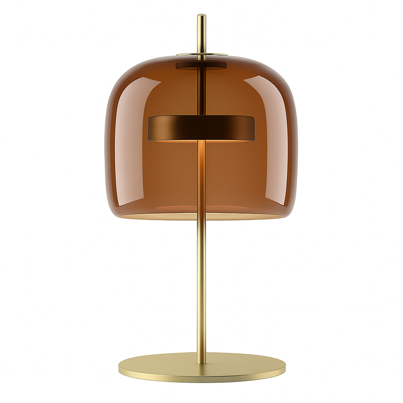 Lampe à poser design à LED en métal doré et abat-jour en verre rétro Light