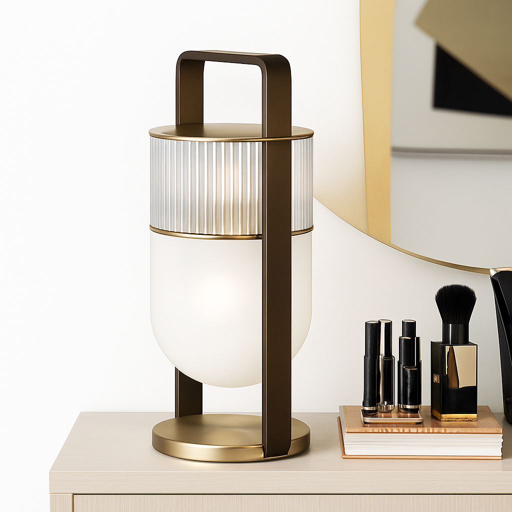 Lampe à poser design LED en verre style lanterne - vue 4 sur 7
