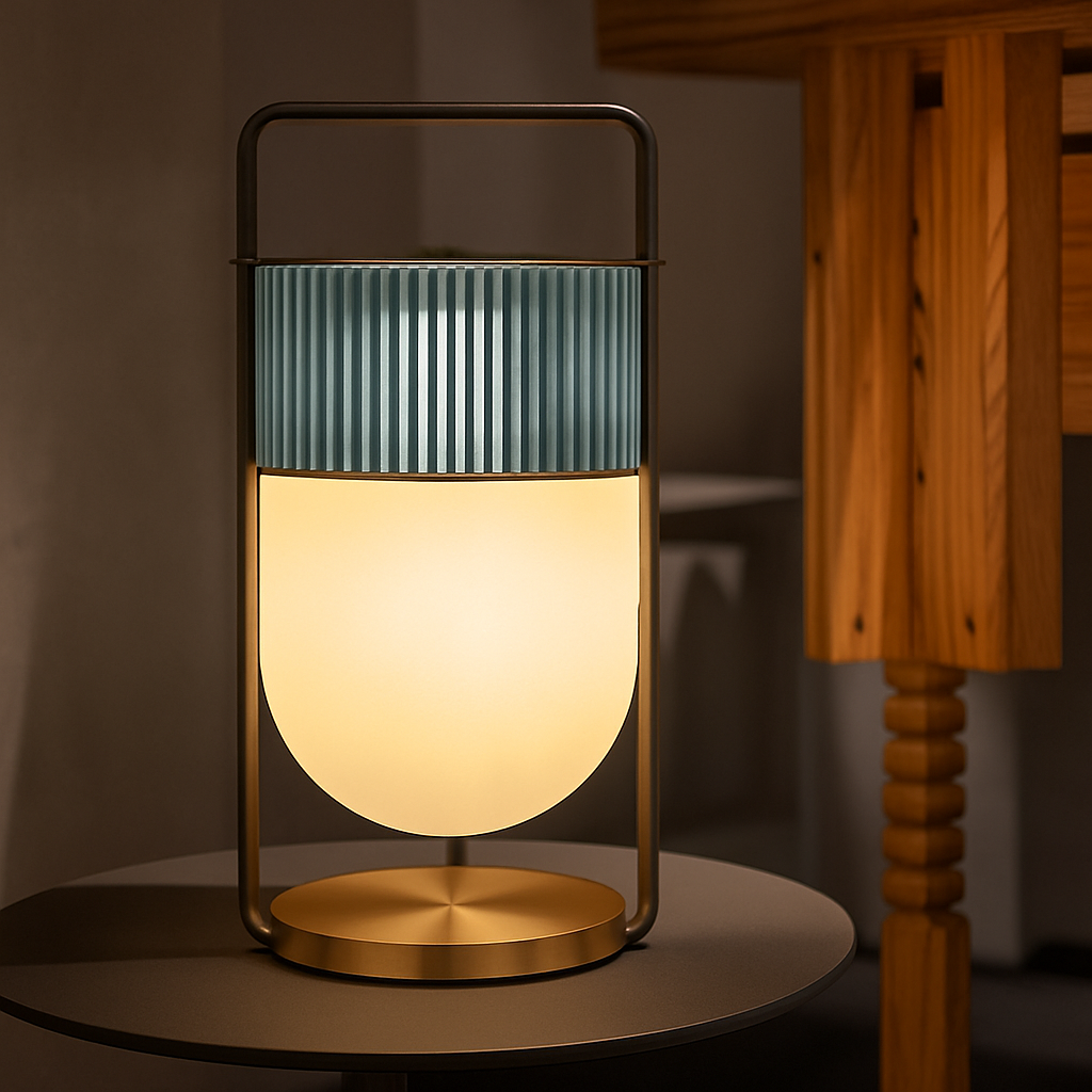Lampe à poser design LED en verre style lanterne - vue 6 sur 7