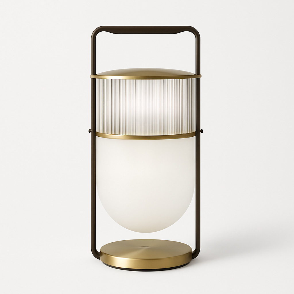 Lampe à poser design LED en verre style lanterne - vue 8 sur 7