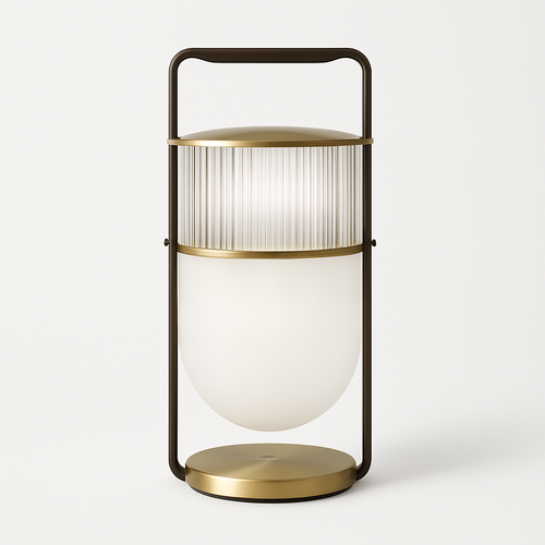 Lampe à poser design LED en verre style lanterne