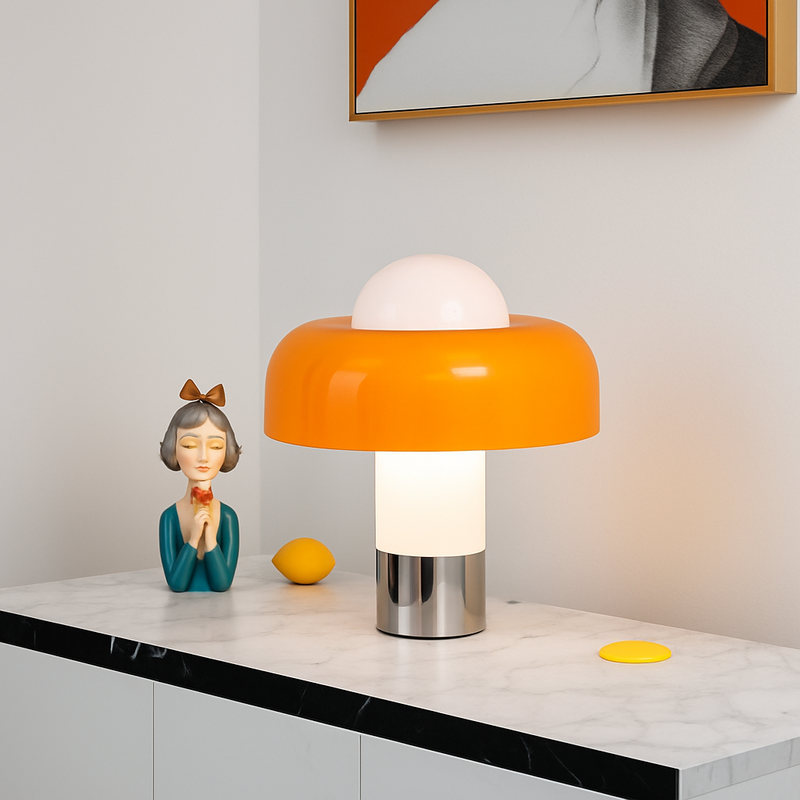 lampe à poser moderne en verre design champignon pour intérieur
