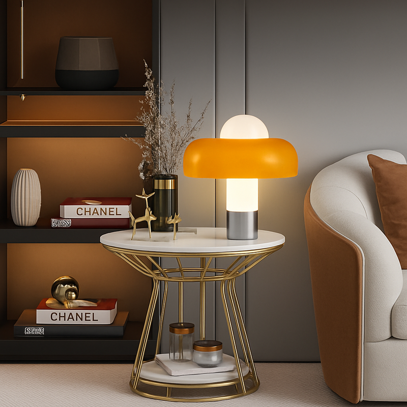 lampe à poser moderne en verre design champignon pour intérieur