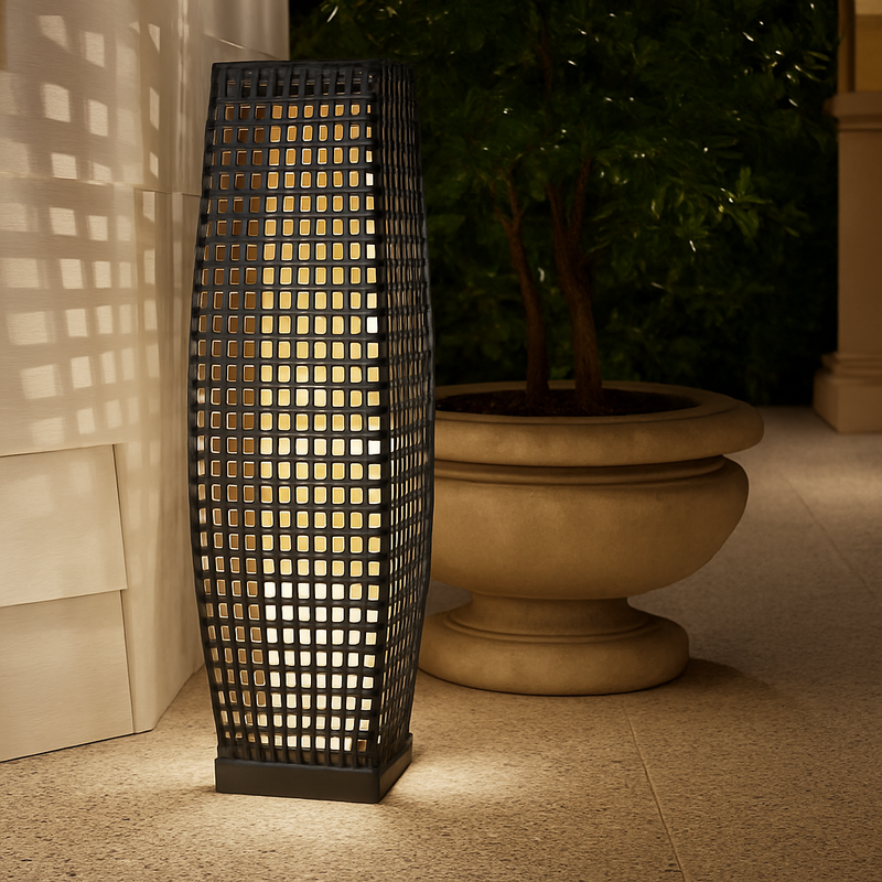 lampe solaire en rotin pour extérieur et jardin