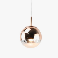 Suspension boule chromée en verre moderne décor