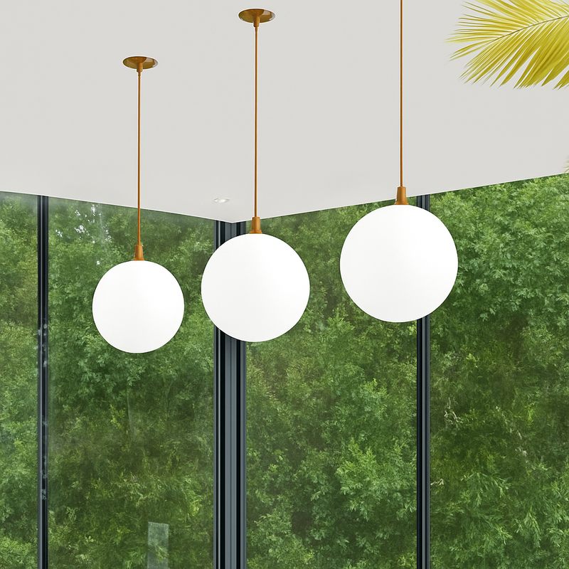 Lampe Suspension Globe Verre Blanc
