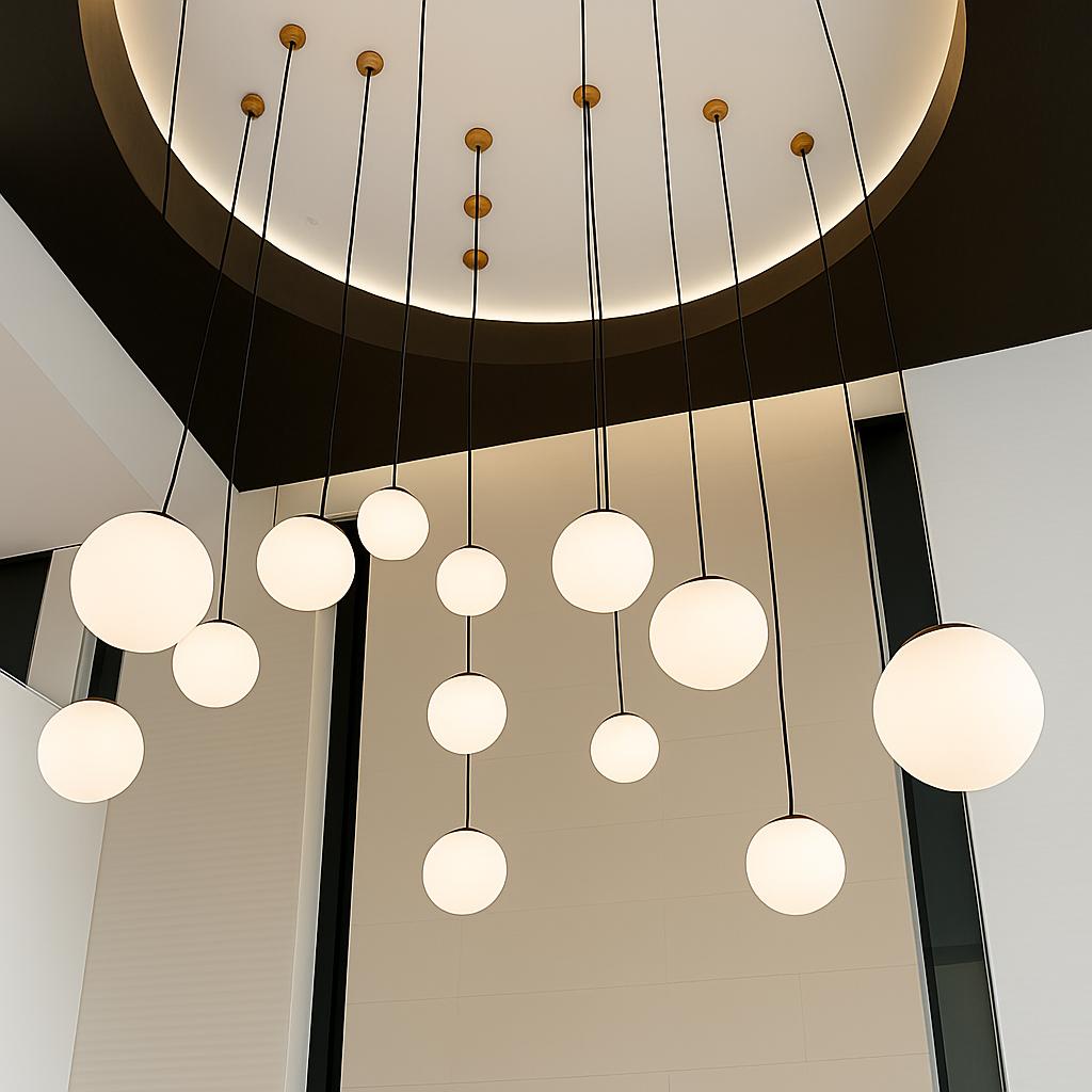 Lampe Suspension Globe Verre Blanc - vue 7 sur 15