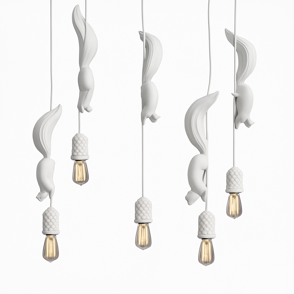 lampe suspension résine écureuil nordique led loft décoratif - vue 6 sur 8