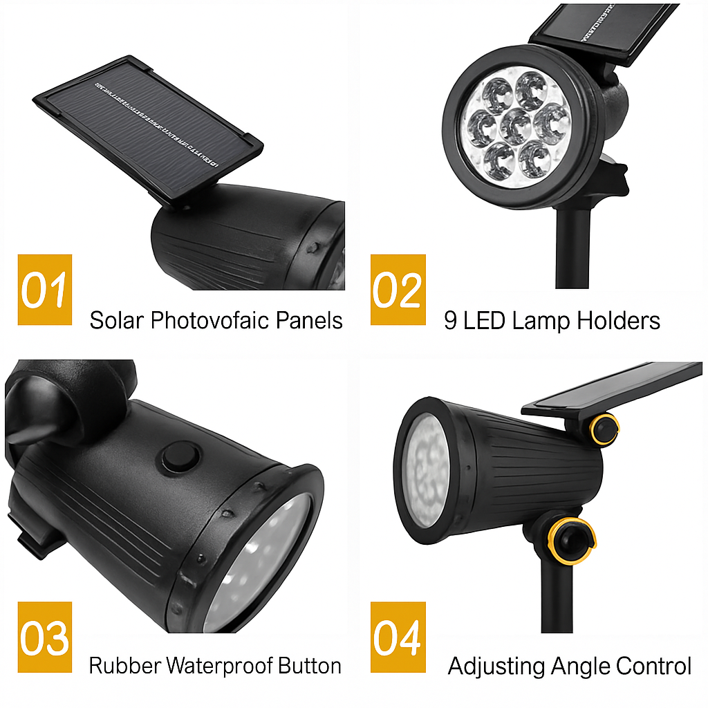 lampes solaires extérieures avec détecteur de mouvement et étanchéité - vue 9 sur 8