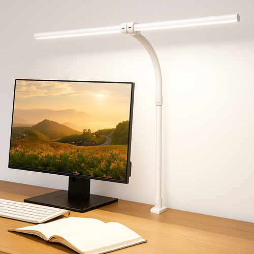 LAOPAO Lampe de bureau LED à double tête Lampes de bureau d'architecte EU/US Bureau 24W 5 modes de couleur les plus lumineux et 5 lampes de protection des yeux à intensité variable