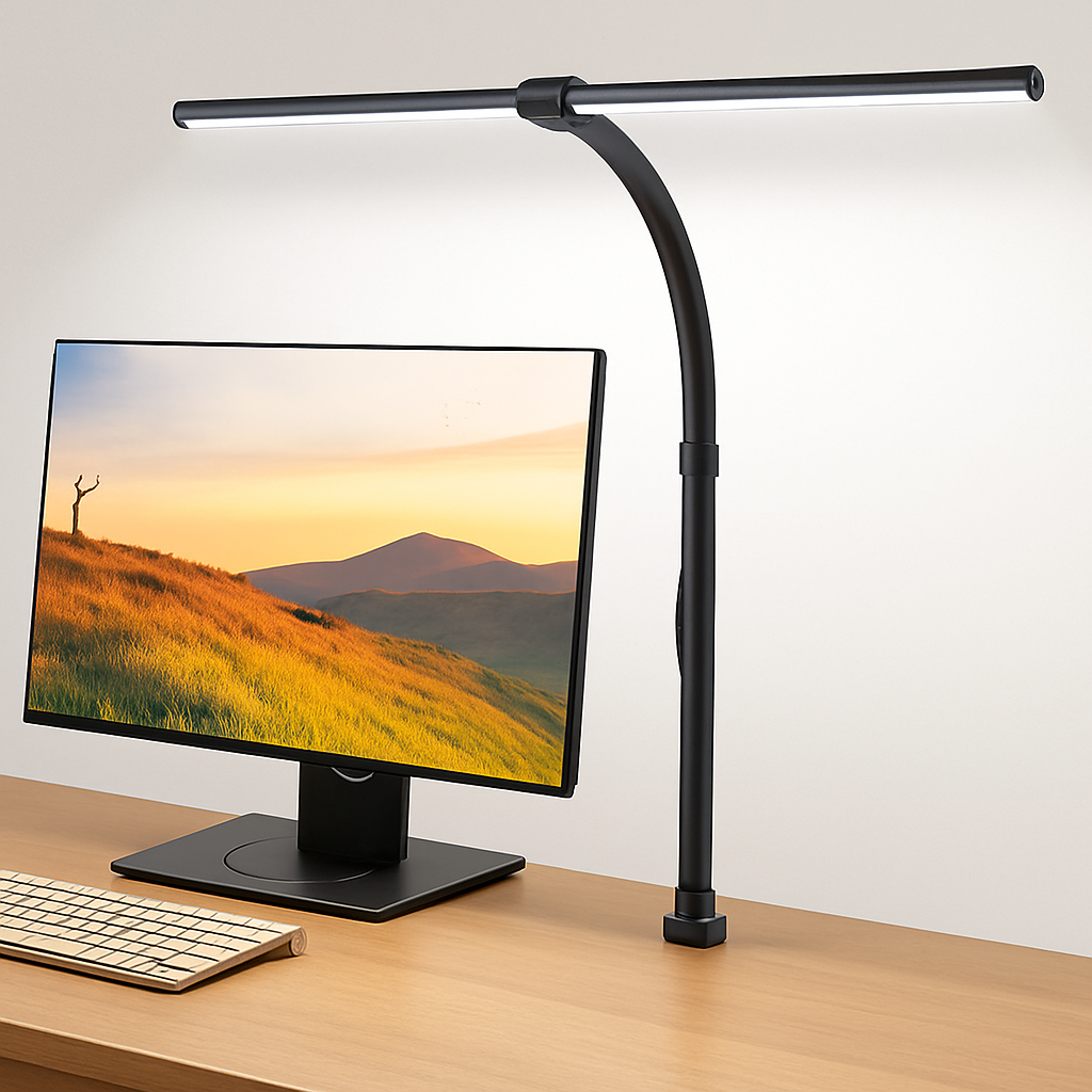 LAOPAO Lampe de bureau LED à double tête Lampes de bureau d'architecte EU/US Bureau 24W 5 modes de couleur les plus lumineux et 5 lampes de protection des yeux à intensité variable - vue 9 sur 10