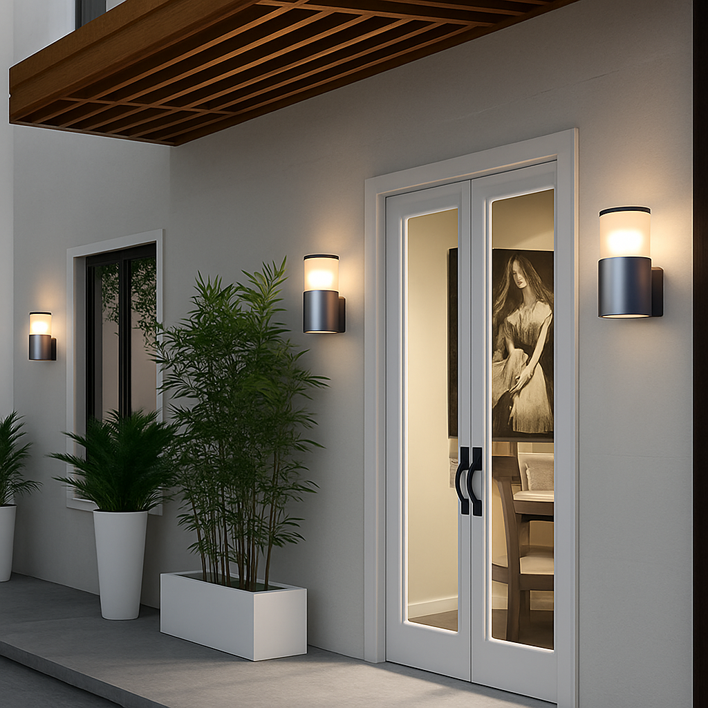 LED appliques extérieures E27 étanche porche lumière 12W AC85-265V couloir allée applique murale pour jardin cour balcon lampes - vue 3 sur 10