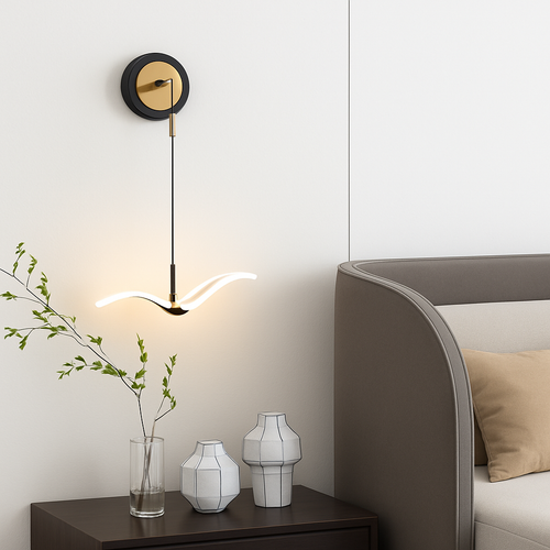 Led mouette suspension lumières chambre chevet fond tenture murale lampes pour plafond créatif décor à la maison Suspension Luminaire - vue 3 sur 9