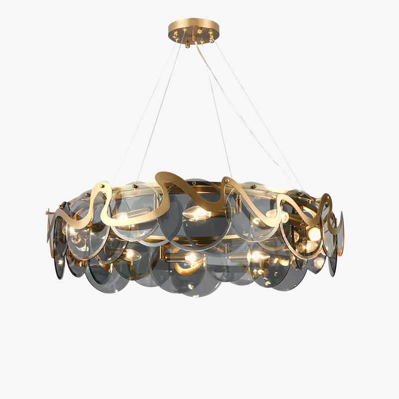LED postmoderne doré rond ovale lustre éclairage lustre Suspension Luminaire Lampen pour Foyer
