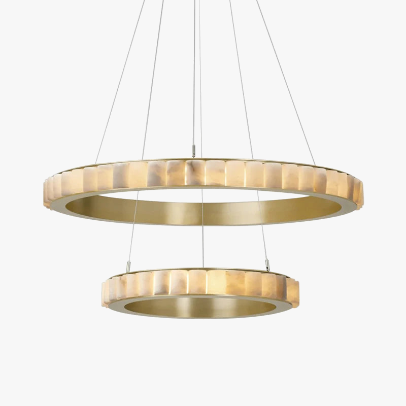 Lustre design anneaux LED postmoderne marbre or noir rond design pour salle à manger