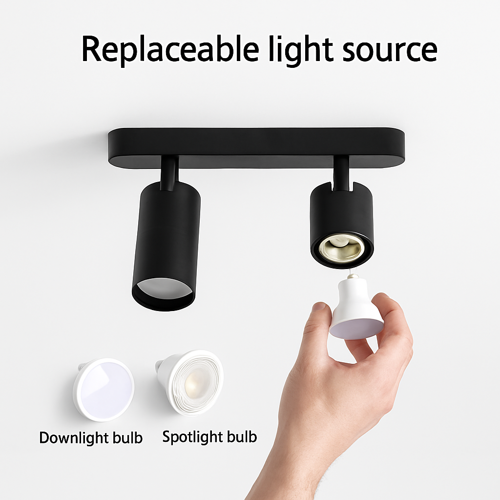 led projecteur spots monté surface piste plafonnier cob spot 2 têtes 3 têtes - vue 4 sur 9