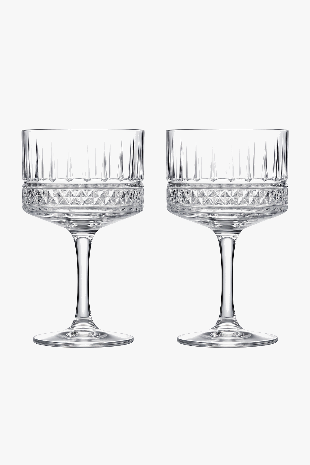 lot 2 coupes champagne elysia verre relief rétro