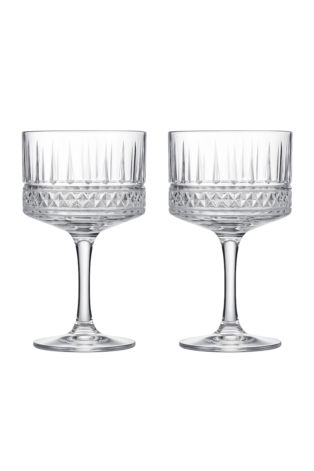 lot 2 coupes champagne elysia verre relief rétro - vue 2 sur 2