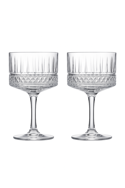 lot 2 coupes champagne elysia verre relief rétro
