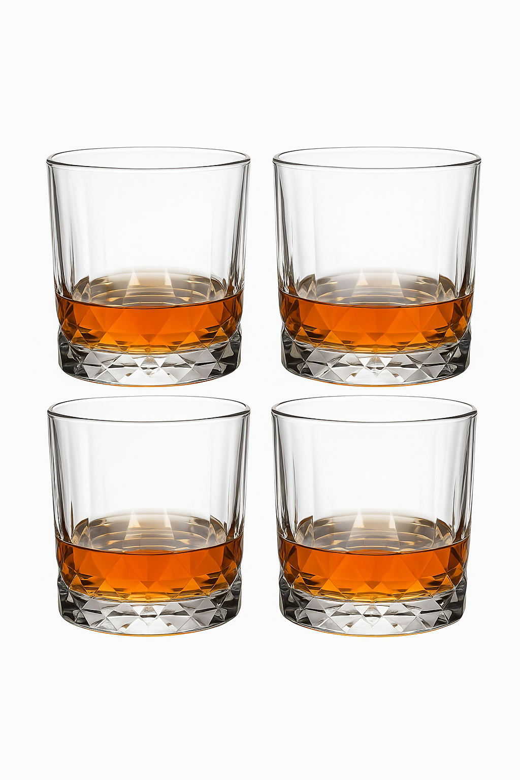 Lot 4 verres whisky old fashioned motif relief - vue 2 sur 2