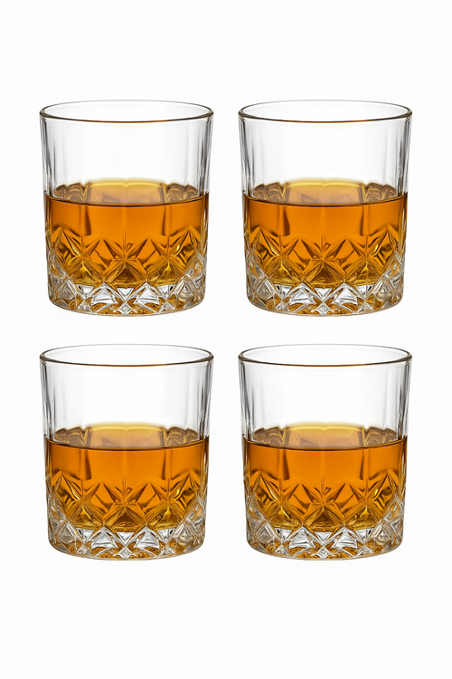Lot 4 verres whisky style cristal motifs facettes