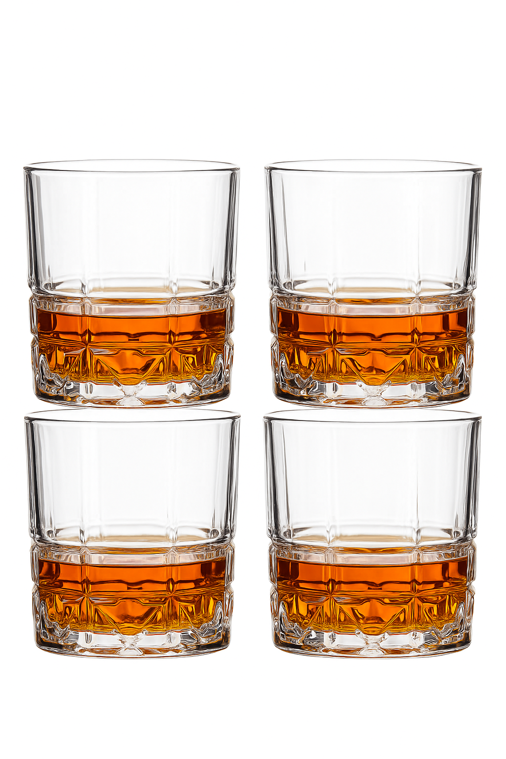 Lot 4 verres whisky style facetté résistants élégants - vue 2 sur 2