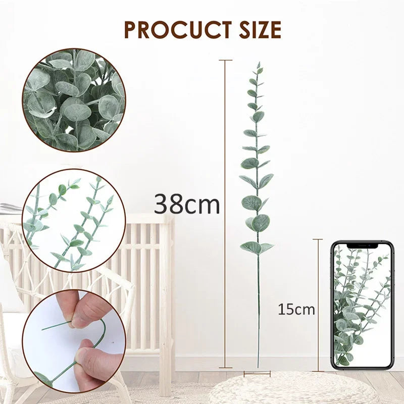 lot de 10 feuilles d'eucalyptus artificielles pour décoration et bouquets