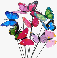 Set of 10 decorative flower pots with colourful butterflies