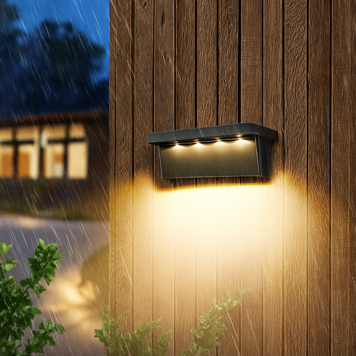lot de 2 appliques solaires extérieures 5 led étanches intelligentes - vue 2 sur 10