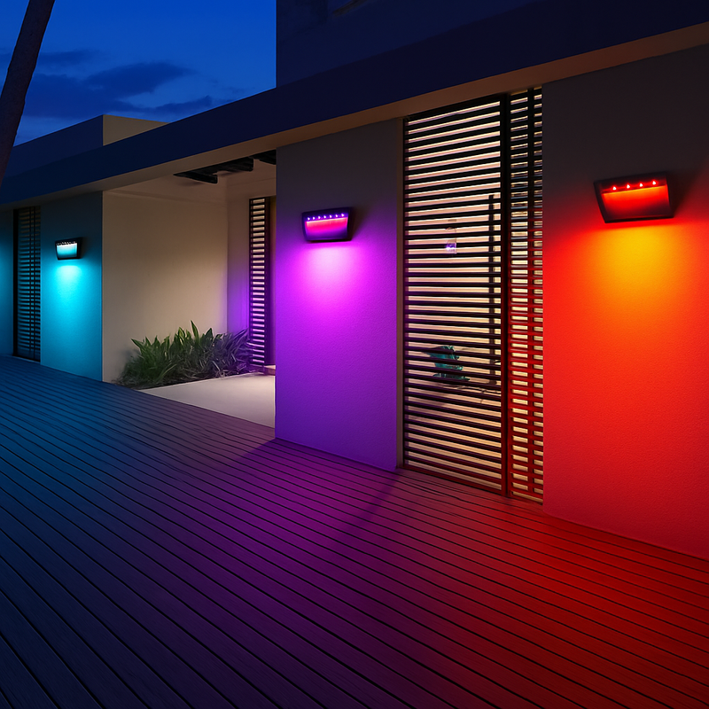 lot de 2 appliques solaires extérieures 5 led étanches intelligentes