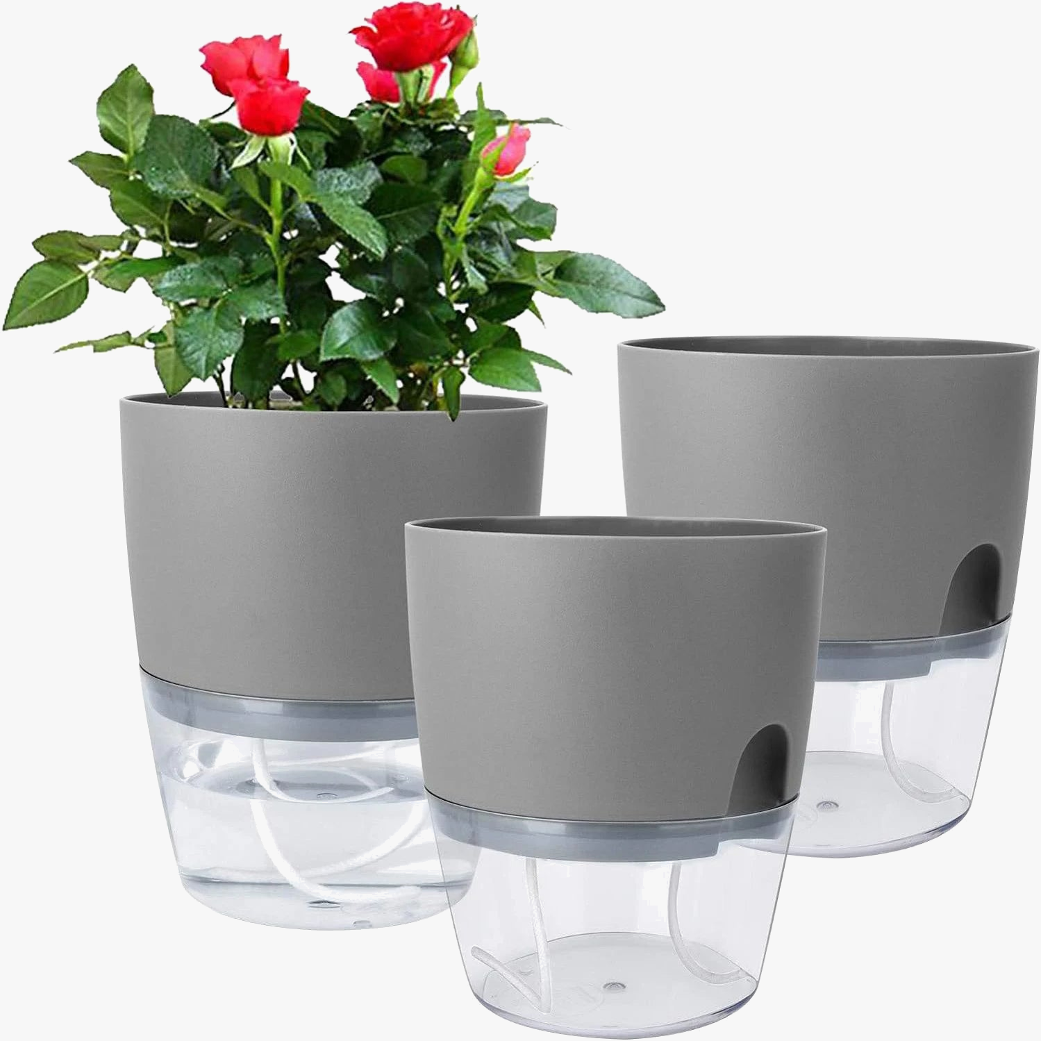 lot de 3 pots de fleurs transparents à double étage tendance jardin
