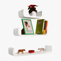 Set of 3 modern wooden wall shelves for books and home decor