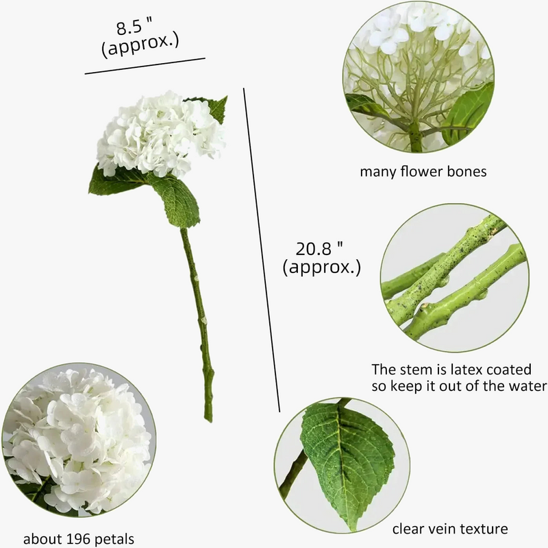 lot de 4 fleurs artificielles d'hortensia réalistes pour décoration et mariage