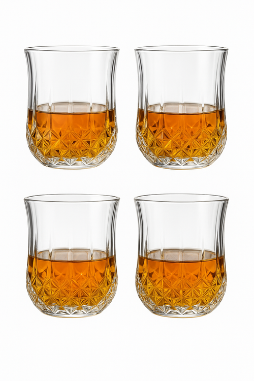 Lot de 4 verres à whisky relief élégants