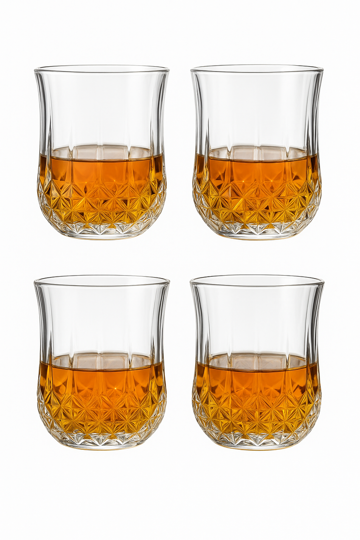 Lot de 4 verres à whisky relief élégants