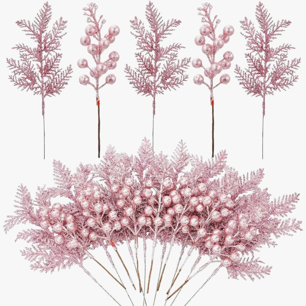 lot de 5 décorations de noël paillettes fleurs artificielles pour nouvel an 2025