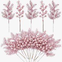 lot de 5 décorations de noël paillettes fleurs artificielles pour nouvel an 2025