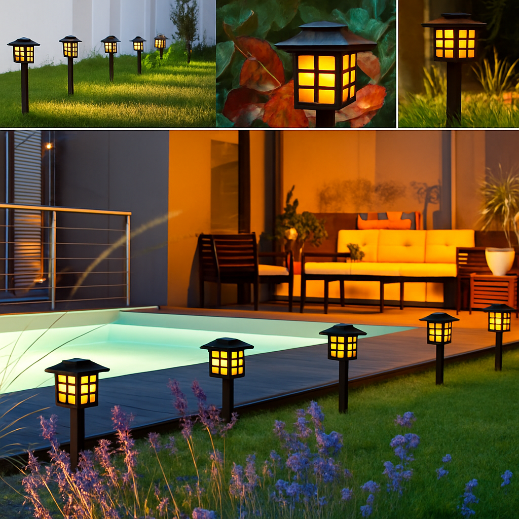lot de lampes torches solaires décoratives pour jardin extérieur - vue 5 sur 8