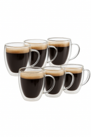 Lot tasses café double paroi verre anse 350ml
