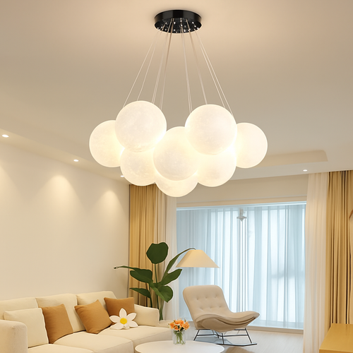 Lune Lustre Lampes Bulle Lustre Lumière pour Salon Chambre D'enfant Chambre Lampes Suspendues Or Noir G9 Ampoule AC220V - vue 3 sur 24