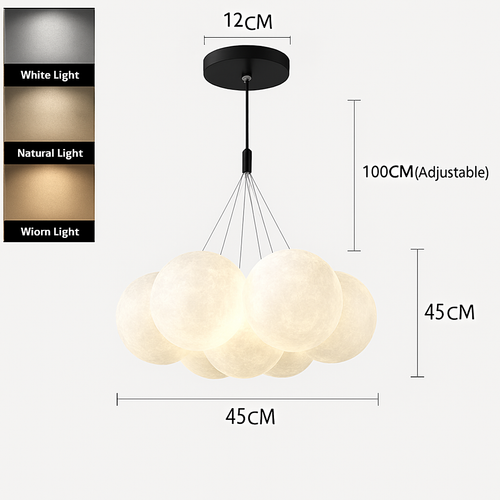 Lune Lustre Lampes Bulle Lustre Lumière pour Salon Chambre D'enfant Chambre Lampes Suspendues Or Noir G9 Ampoule AC220V - vue 12 sur 24