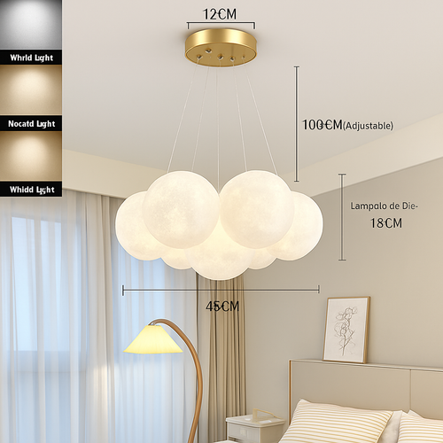 Lune Lustre Lampes Bulle Lustre Lumière pour Salon Chambre D'enfant Chambre Lampes Suspendues Or Noir G9 Ampoule AC220V - vue 20 sur 24