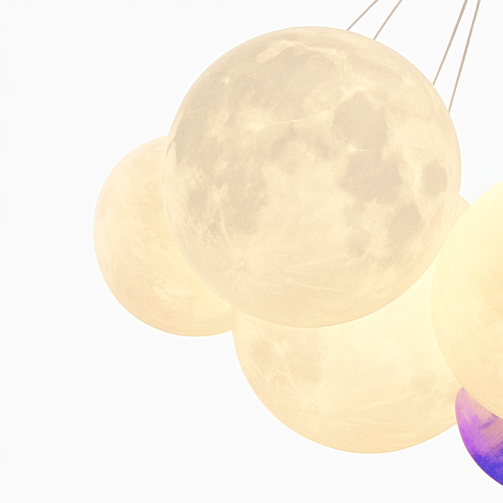 Lune Lustre Lampes Bulle Lustre Lumière pour Salon Chambre D'enfant Chambre Lampes Suspendues Or Noir G9 Ampoule AC220V - vue 5 sur 24