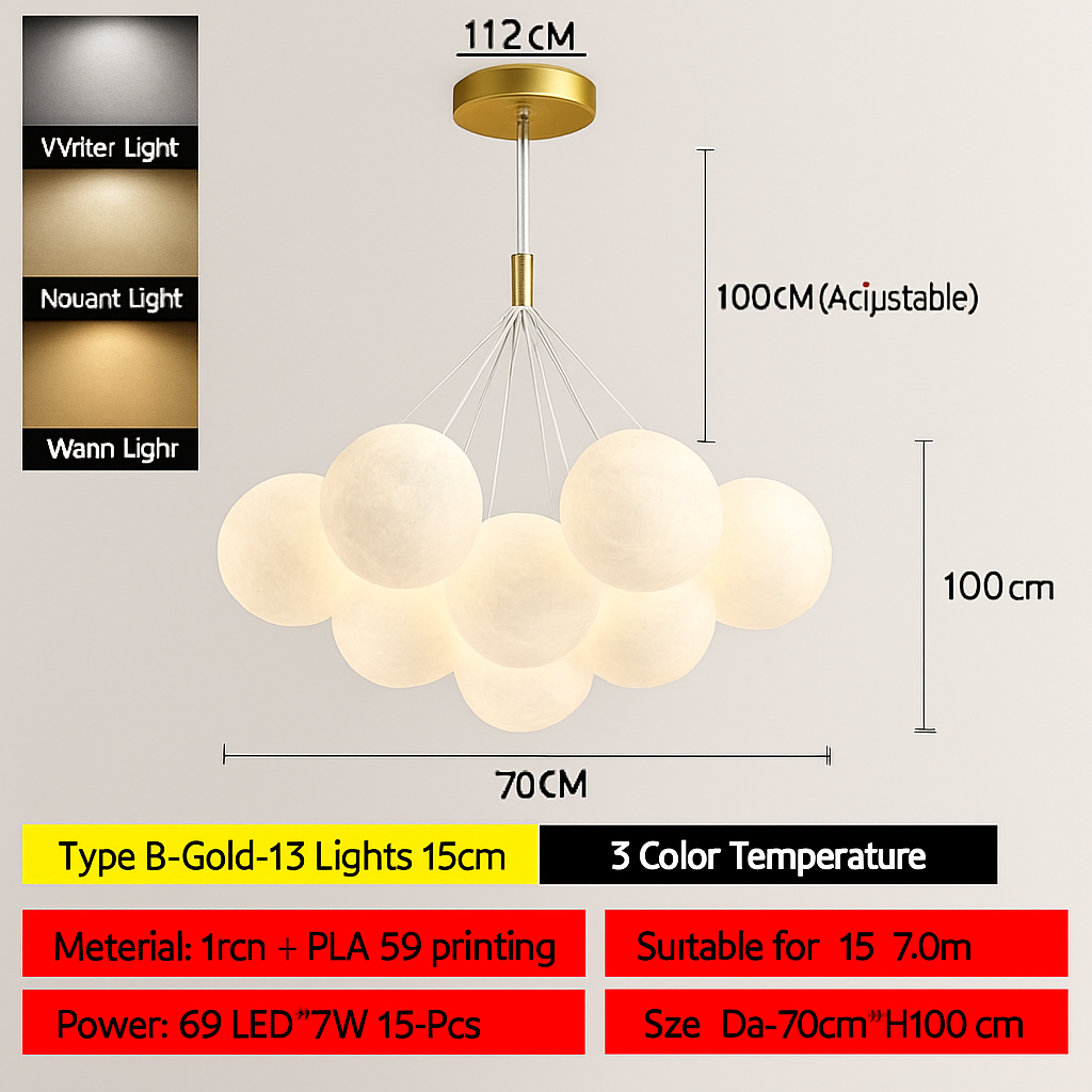 Lune Lustre Lampes Bulle Lustre Lumière pour Salon Chambre D'enfant Chambre Lampes Suspendues Or Noir G9 Ampoule AC220V - vue 9 sur 24