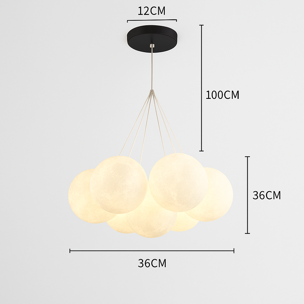 Lune Lustre Lampes Bulle Lustre Lumière pour Salon Chambre D'enfant Chambre Lampes Suspendues Or Noir G9 Ampoule AC220V - vue 10 sur 24
