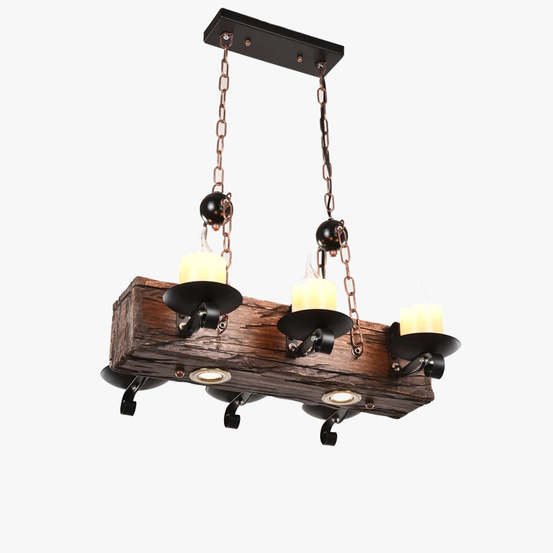 Lustre Antique en bois et métal