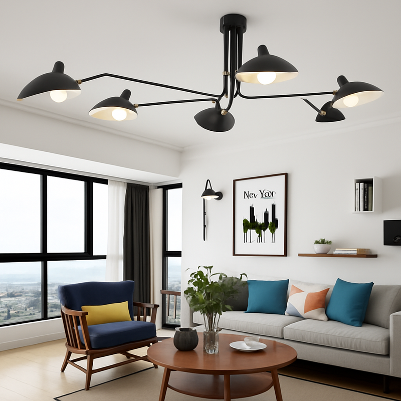 lustre araignée en fer nordique vintage industriel led éclairage